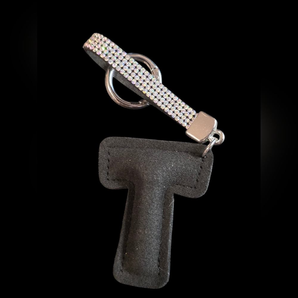 Crystal Rhinestone "T" Keychain - Picture 2 of 2